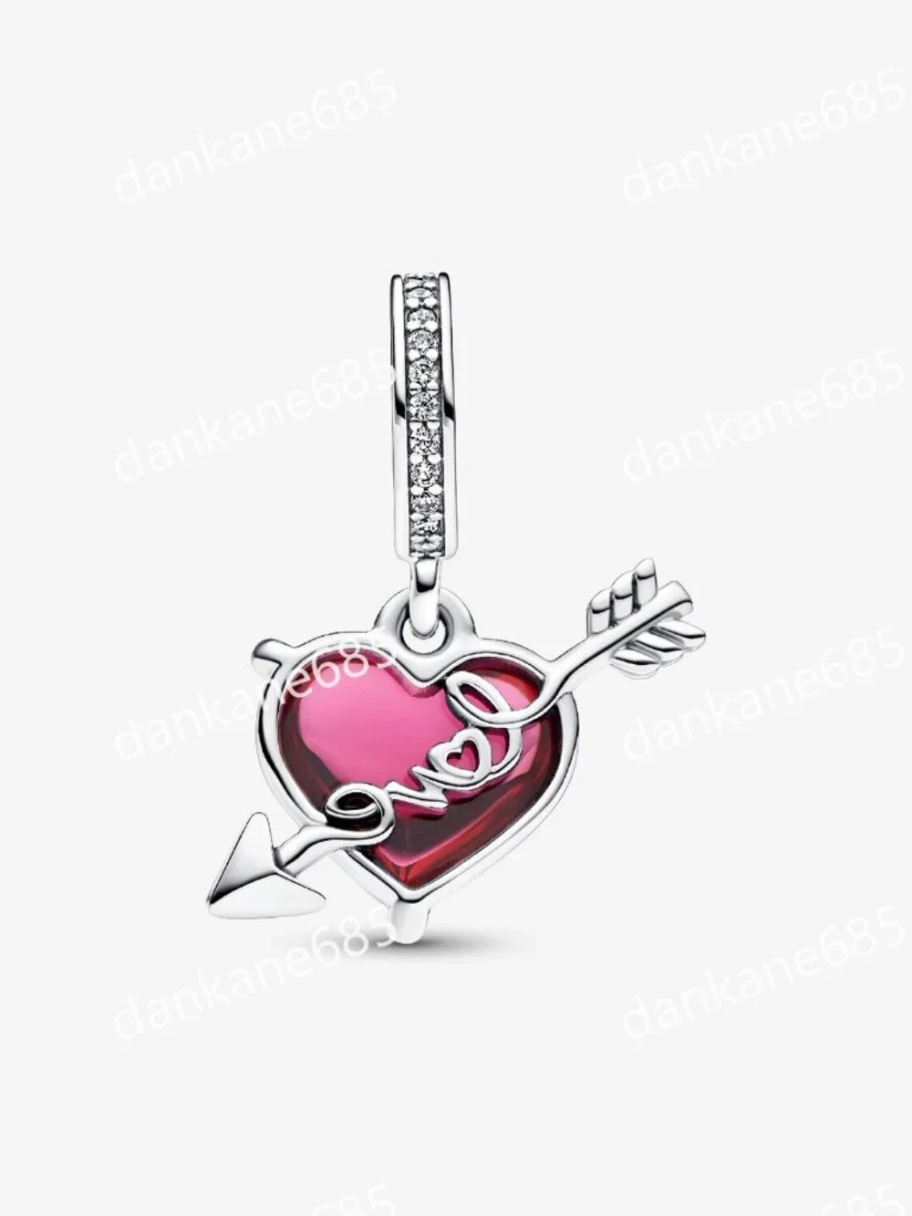Pandora Red Heart & Arrow Murano Glass Dangle Charm